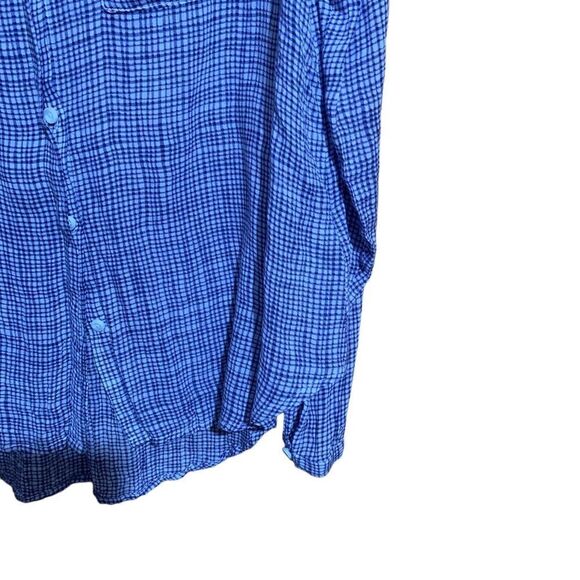 Cloth & Stone Size Medium Blue White Plaid Rayon Button Up Shirt Blouse Top - Picture 4 of 8